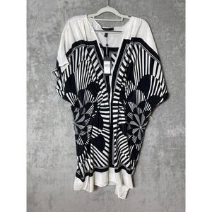 BCBGMaxazria Black and White Abstract Kaftan Mini Dress NWT Medium